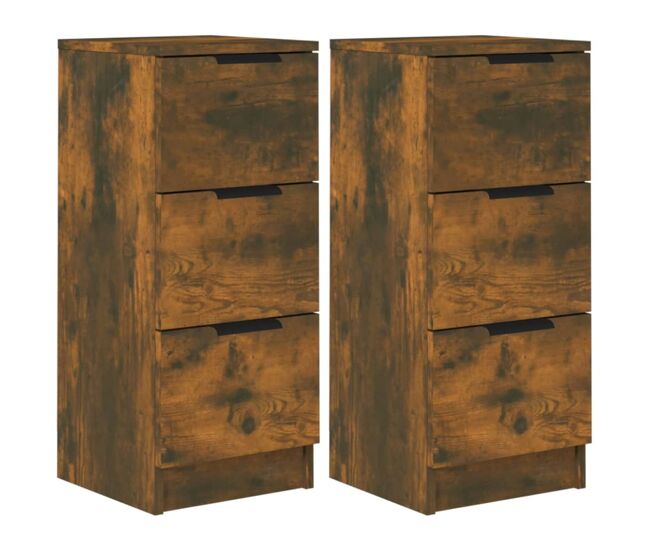 Vidaxl aparadores 2 uds madera contrachapada roble ahumado 30x30x70 cm