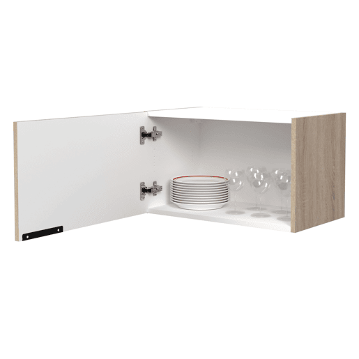 Módulo de cozinha Arko Superior estilo industrial em carvalho bruto e preto com 2 portas e 1 prateleira interna 60x36x36 cm