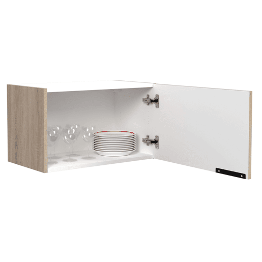 Módulo de cozinha Arko Superior estilo industrial em carvalho bruto e preto com 2 portas e 1 prateleira interna 60x36x36 cm