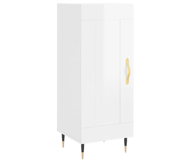 Vidaxl aparador de madera contrachapada blanco brillante 34,5x34x90 cm