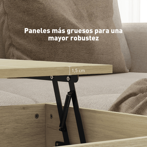 HOMCOM Mesa de Centro Elevável Mesa de Centro com Bancada Elevável Espaço Oculto de Armazenamento Gavetas e Prateleira Aberta 100x50x48-62 cm Carvalho