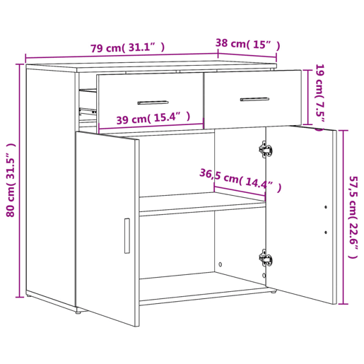 vidaXL Aparador 79x38x80 cm derivados de madeira cinzento cimento vidaXL Aparador 79x38x80 cm derivados de madeira cinzento cimento