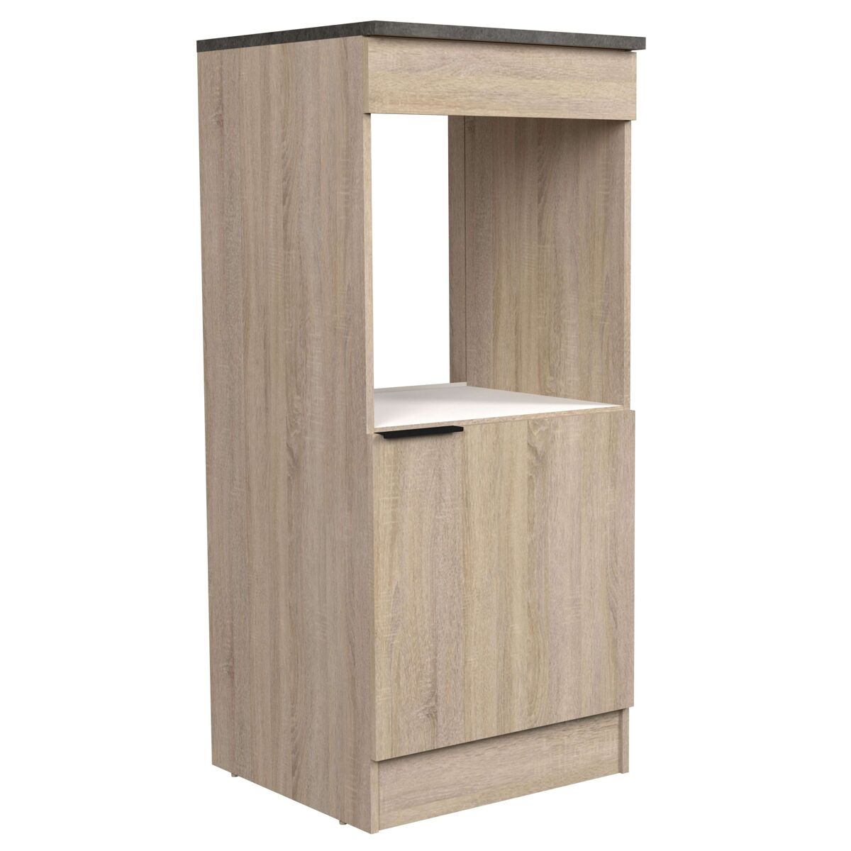 columna cocina arko estilo industrial en color roble aspero y negro con 1 puerta y 1 hueco para el horno 60x141x60 cm