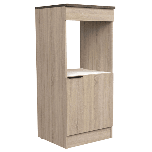 Coluna de cozinha estilo industrial Arko em carvalho bruto e preto com 1 porta e 1 furo para forno 60x141x60 cm