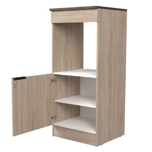Coluna de cozinha estilo industrial Arko em carvalho bruto e preto com 1 porta e 1 furo para forno 60x141x60 cm