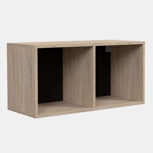 Módulo de cozinha superior estilo industrial Arko em carvalho bruto e preto com 2 espaços abertos 80x40x34 cm