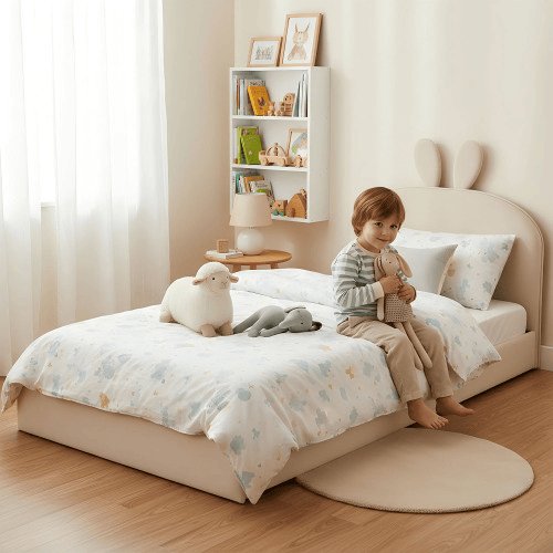 Cama de criança,cama de solteiro de veludo 90x200cm,bege