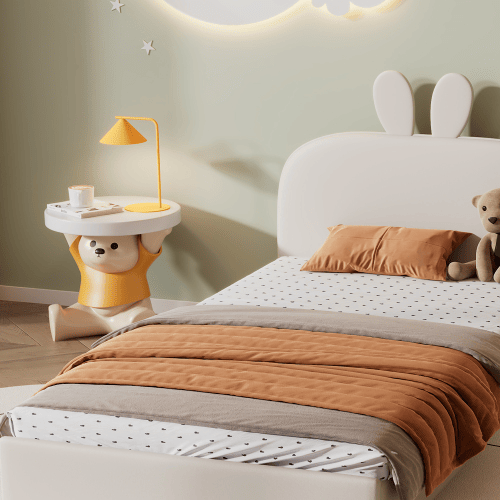 Cama de criança,cama de solteiro de veludo 90x200cm,bege