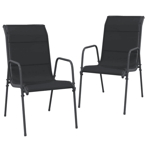 vidaXL Cadeiras de jardim 2 pcs aço e textilene preto vidaXL Cadeiras de jardim 2 pcs aço e textilene preto