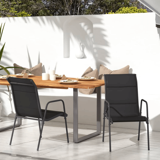 vidaXL Cadeiras de jardim 2 pcs aço e textilene preto vidaXL Cadeiras de jardim 2 pcs aço e textilene preto