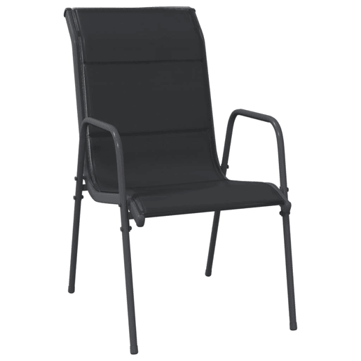 vidaXL Cadeiras de jardim 2 pcs aço e textilene preto vidaXL Cadeiras de jardim 2 pcs aço e textilene preto