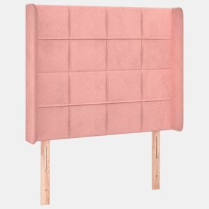 vidaXL Cabeceira de cama c abas veludo 83x16x118128 cm rosa