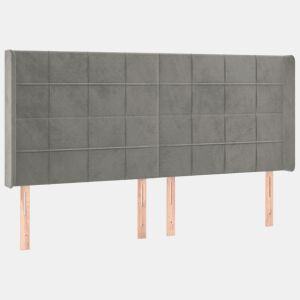 vidaXL Cabeceira cama c abas veludo 183x16x118128 cm cinzento-claro
