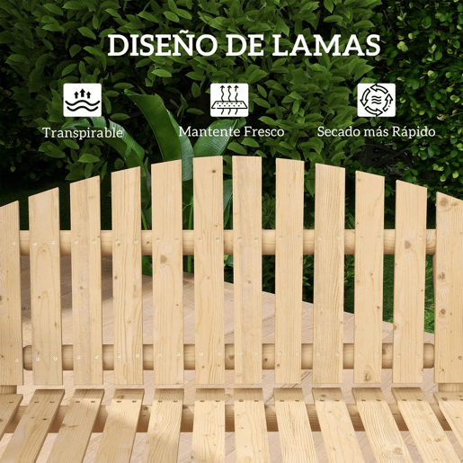 Outsunny Banco Baloiço de Jardim de Madeira para 2 Pessoas Baloiço de Exterior com Bandejas Laterais Apoios para os Braço e Estrutura em A para Pátio, Alpendre Carga 240 kg 200x135x175 cm Madeira