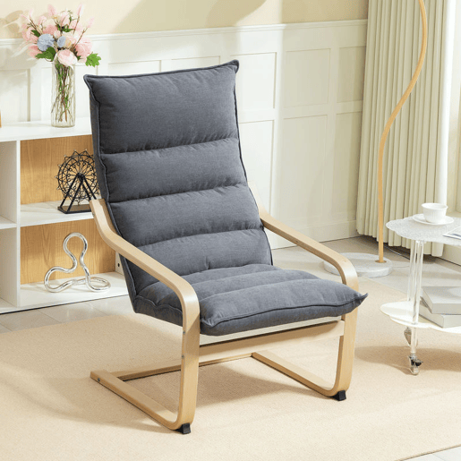 HOMCOM Poltrona de Sala de Estar Moderna Poltrona com Encosto Alto Apoio para os Braços e Pés de Madeira Estofada em Veludo Poltrona para Dormitório Sala de Estar 67x83x105 cm Cinzento