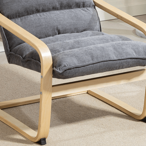 HOMCOM Poltrona de Sala de Estar Moderna Poltrona com Encosto Alto Apoio para os Braços e Pés de Madeira Estofada em Veludo Poltrona para Dormitório Sala de Estar 67x83x105 cm Cinzento