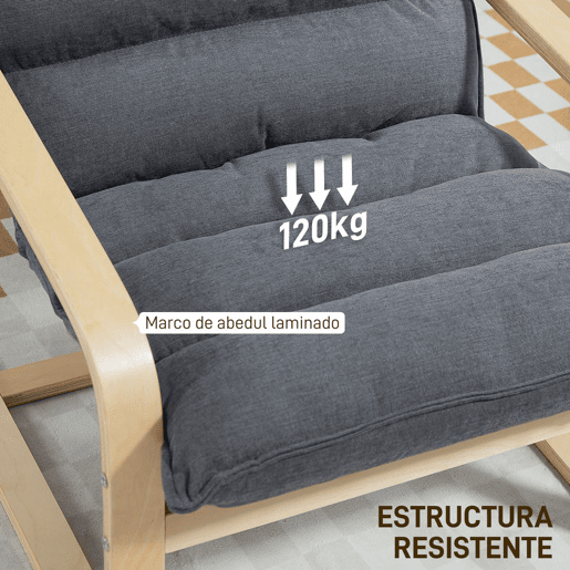 HOMCOM Poltrona de Sala de Estar Moderna Poltrona com Encosto Alto Apoio para os Braços e Pés de Madeira Estofada em Veludo Poltrona para Dormitório Sala de Estar 67x83x105 cm Cinzento