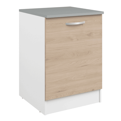 Pacote de móveis de cozinha estilo modular Eko em madeira branca clara com 4 módulos superiores e 5 módulos inferiores