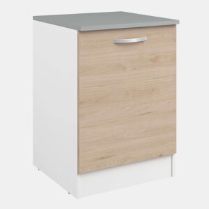 Pacote de móveis de cozinha estilo modular Eko em madeira branca clara com 4 módulos superiores e 5 módulos inferiores