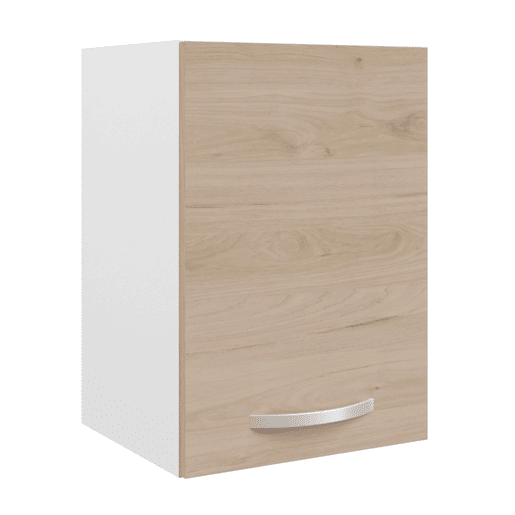 Pacote de móveis de cozinha estilo modular Eko em madeira branca clara com 4 módulos superiores e 5 módulos inferiores
