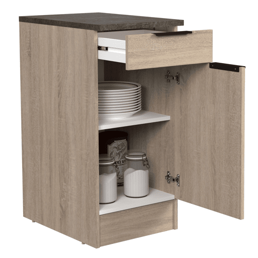 Módulo de cozinha inferior estilo industrial Arko em carvalho bruto e preto com 1 gaveta e 1 porta 40x86x60 cm