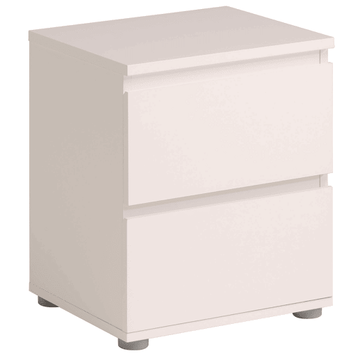 Mesa de cabeceira estilo contemporâneo Sven em branco com 2 gavetas 40x48x33 cm