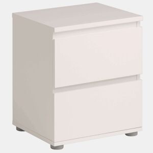 Mesa de cabeceira estilo contemporâneo Sven em branco com 2 gavetas 40x48x33 cm