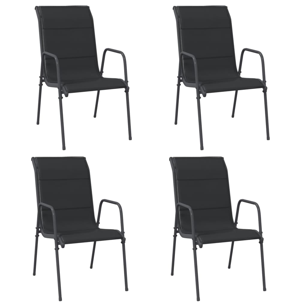 Vidaxl sillas de jardín 4 unidades acero y textilene negro