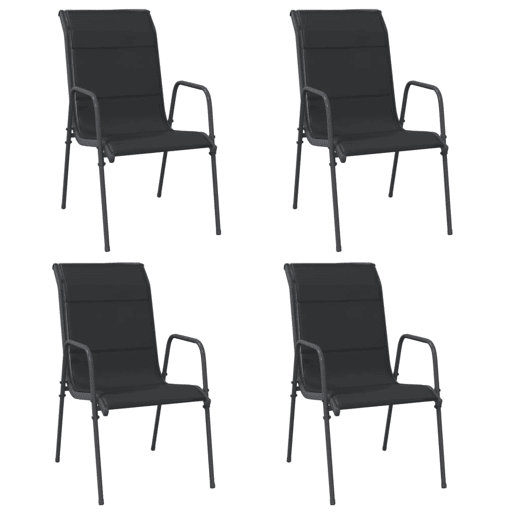 vidaXL Cadeiras de jardim 4 pcs aço e textilene preto vidaXL Cadeiras de jardim 4 pcs aço e textilene preto