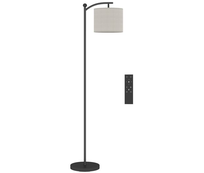 Homcom lámpara de pie led regulable lámpara de pie para salón con temperaturas de color ajuste continuo 11 niveles control remoto temporizador de 60