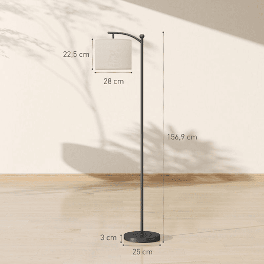 HOMCOM Candeeiro de Pé LED Candeeiro de Pé para Sala com Temperatura de Cor de Ajuste Contínuo 11 Níveis Comando à Distância Temporizador de 60 Minutos 54,3x30,6x159,6 cm Preto