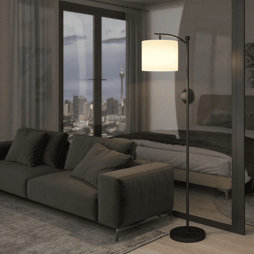 HOMCOM Candeeiro de Pé LED Candeeiro de Pé para Sala com Temperatura de Cor de Ajuste Contínuo 11 Níveis Comando à Distância Temporizador de 60 Minutos 54,3x30,6x159,6 cm Preto