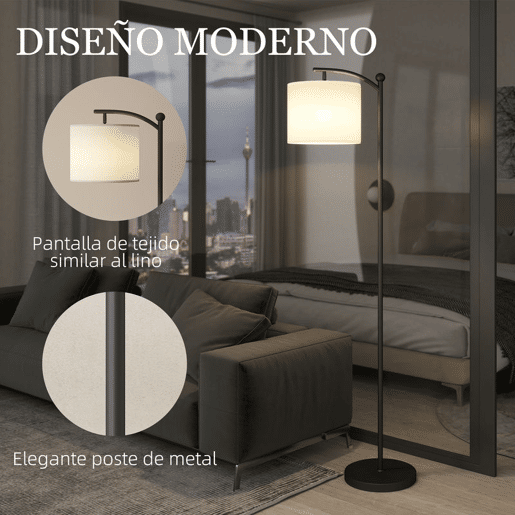 HOMCOM Candeeiro de Pé LED Candeeiro de Pé para Sala com Temperatura de Cor de Ajuste Contínuo 11 Níveis Comando à Distância Temporizador de 60 Minutos 54,3x30,6x159,6 cm Preto