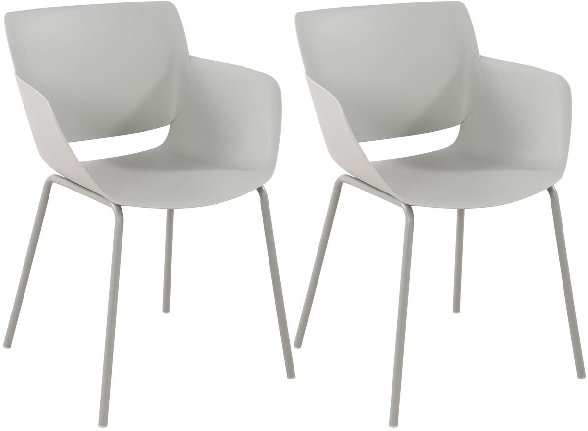 Set de 2 sillas de jardín alpena plástico gris claro 54x58x80 cm