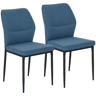 HOMCOM Conjunto de 2 Cadeiras de Jantar Modernas Cadeiras de Cozinha com Assento Acolchoado e Estofado Encosto Curvo Pés de Aço para Sala Quarto 45x57x86 cm Azul Escuro