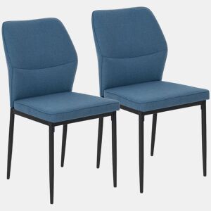HOMCOM Conjunto de 2 Cadeiras de Jantar Modernas Cadeiras de Cozinha com Assento Acolchoado e Estofado Encosto Curvo Pés de Aço para Sala Quarto 45x57x86 cm Azul Escuro