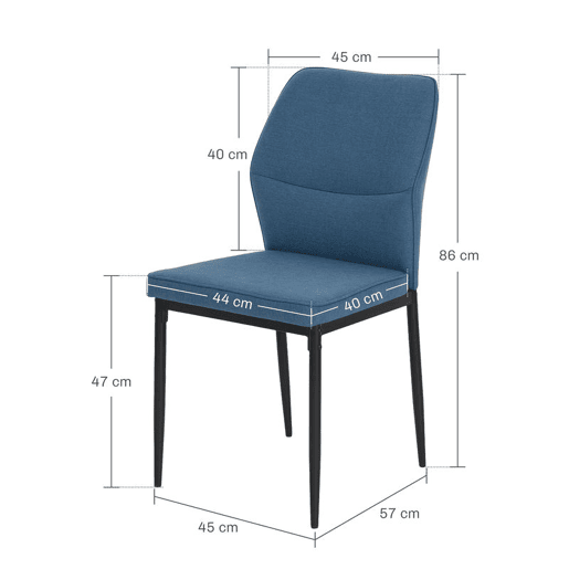 HOMCOM Conjunto de 2 Cadeiras de Jantar Modernas Cadeiras de Cozinha com Assento Acolchoado e Estofado Encosto Curvo Pés de Aço para Sala Quarto 45x57x86 cm Azul Escuro