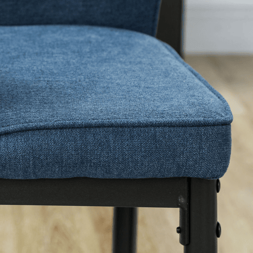 HOMCOM Conjunto de 2 Cadeiras de Jantar Modernas Cadeiras de Cozinha com Assento Acolchoado e Estofado Encosto Curvo Pés de Aço para Sala Quarto 45x57x86 cm Azul Escuro
