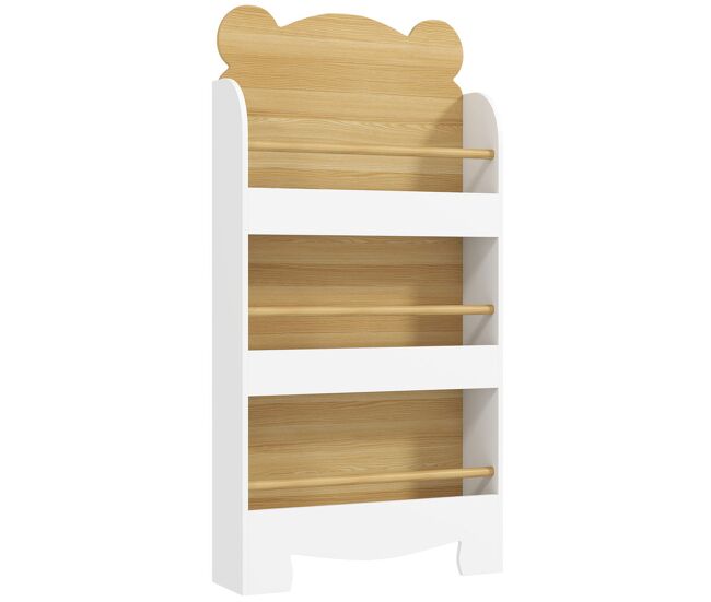 Aiyaplay librería infantil de 3 niveles estantería para libros infantil diseño de osito para sala de juegos dormitorio guardería natural