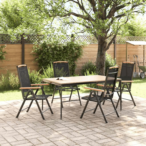 vidaXL Cadeiras de jardim dobráveis 4 pcs alumínio e textilene preto