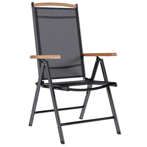 vidaXL Cadeiras de jardim dobráveis 4 pcs alumínio e textilene preto