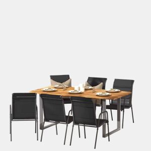 vidaXL Cadeiras de jardim 6 pcs aço e textilene preto