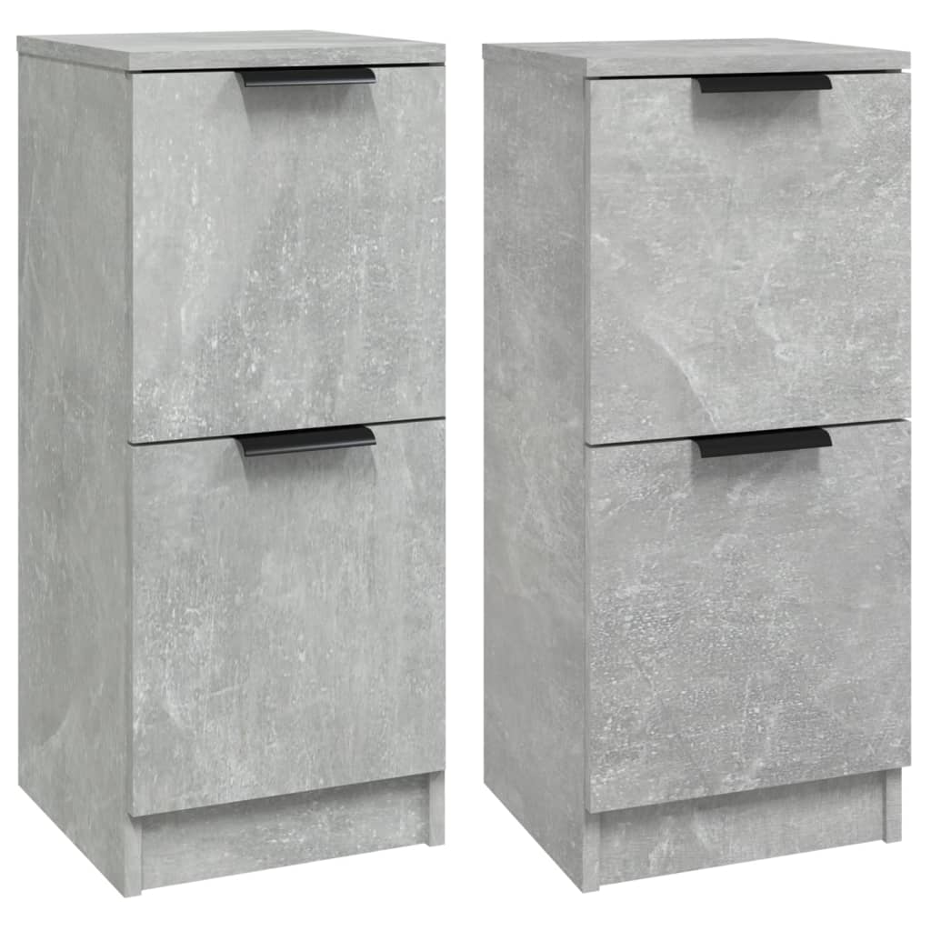 Vidaxl aparadores 2 uds madera contrachapada gris hormigón 30x30x70 cm