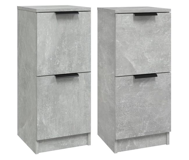 Vidaxl aparadores 2 uds madera contrachapada gris hormigón 30x30x70 cm