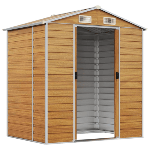 Galpão de jardim Cabine Galpão Casa de armazenamento Galpão ao ar livre Ferramentas Robusto Transparente 191 x 130 x 198 cm Aço Galvanizado Marrom 02_0022288