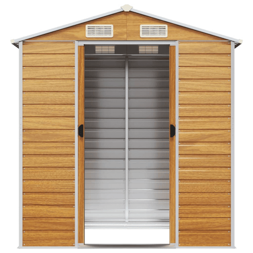 Galpão de jardim Cabine Galpão Casa de armazenamento Galpão ao ar livre Ferramentas Robusto Transparente 191 x 130 x 198 cm Aço Galvanizado Marrom 02_0022288