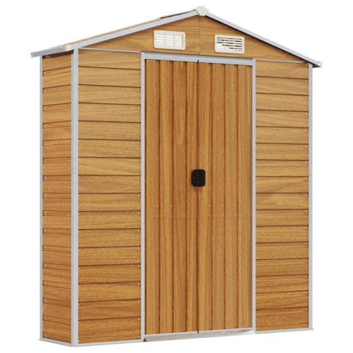 Galpão de jardim Cabine Galpão Casa de armazenamento Galpão ao ar livre Ferramentas Robusto Transparente 191 x 130 x 198 cm Aço Galvanizado Marrom 02_0022288