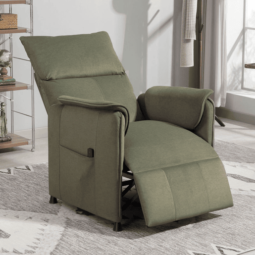 HOMCOM Poltrona Relax Reclinável Elétrica Poltrona Reclinável Silenciosa com Função Memória Apoio para Pés Controlo Remoto e Bolsos Laterais para Dormitório Sala de Estar 80x83x104 cm Verde Escuro