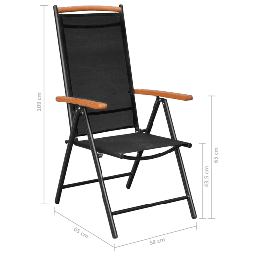 vidaXL Cadeiras de jardim dobráveis 6 pcs textilene preto