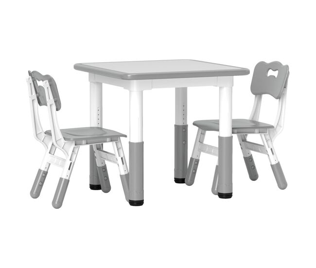 Aiyaplay mesa y sillas infantiles de 3 piezas con altura ajustable mesa infantil con 2 sillas fácil de limpiar para niños de 18 meses a 5 años para
